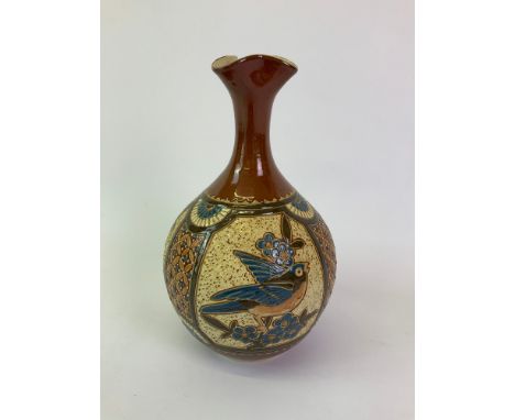 CH Brannam Barnstaple North Devon Slipware Art Pottery Vase Signed WB for William Baron 1888 