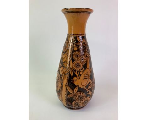 CH Brannam Barnstaple North Devon Slipware Art Pottery Vase Signed WB for William Baron 1886 - 43cm High 