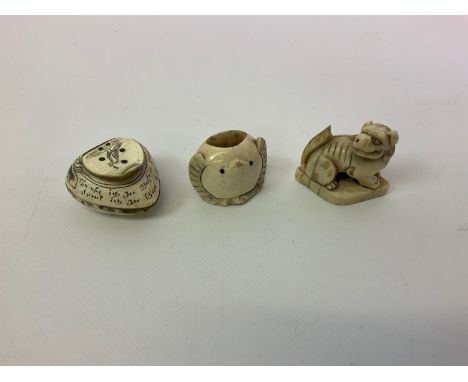 2x Carved Ivory Netsuke and Other 