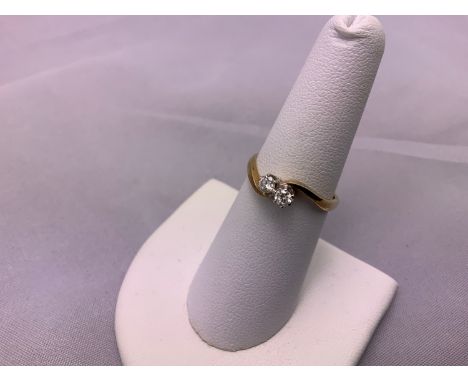 9ct Gold and Two 0.20ct Diamond Ring  - Size O 