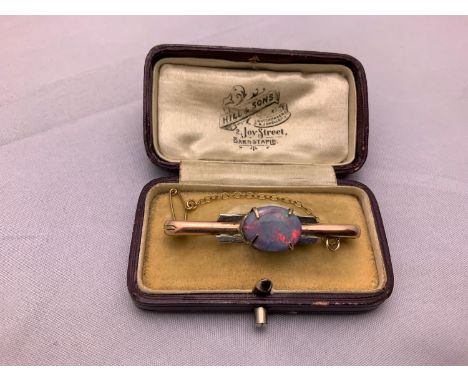 Opal and 9ct Gold Bar Brooch in Barnstaple Box 