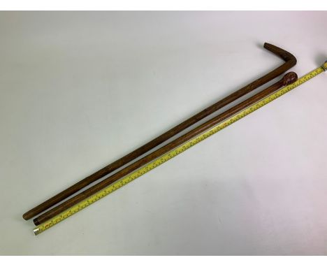 2x Folk Art Walking Sticks 