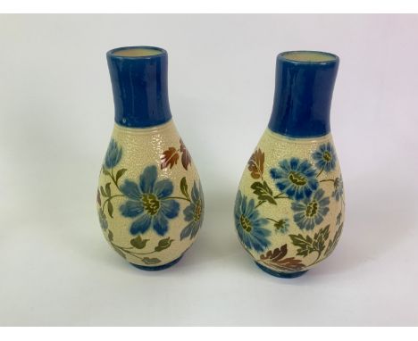 Pair of Alexander Lauder Barnstaple North Devon Slipware Art Pottery Vases - 29cm High 