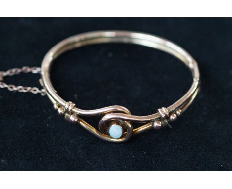 9ct Gold ornate opal bangle 