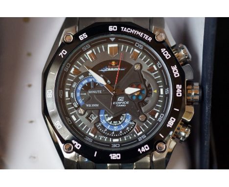 Boxed Casio Ediface wristwatch, currently ticking 