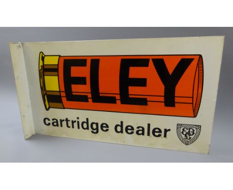 'Eley Brothers Ltd. Cartridge Dealer' double sided enamel sign, coloured cartridge with black logo on a white ground, H30cm, 