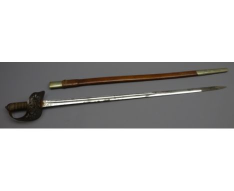 Victorian Officer's sword, 83.5cm part fullered blade etched Henry Wilkinson, Pall Mall with proof button and stamped 26524, 