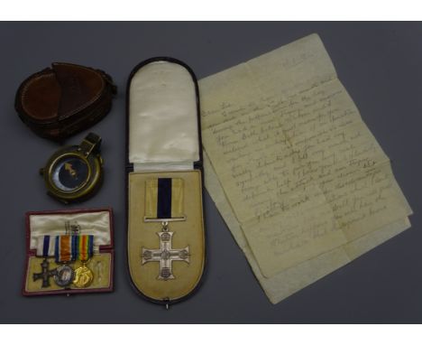 WW1 Military Cross awarded to Major Norman Lee of Batley West Yorkshire, with a letter dated 10.5.17 expressing thanks for ' 