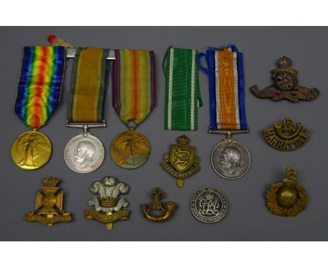 WW1 pair of medals comprising British War Medal and Victory Medal awarded to 10336 Pte. H. Walsh Conn. Rang., another pair to