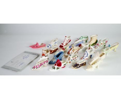 COLLECTION OF TWENTU CHINA MODELS FROM THE 'HISTORIC MINIATURE SHOE COLLECTION', various factories including Royal Worcester,