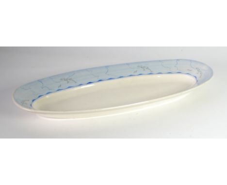 A DATED 1935 CLARICE CLIFF BIZARRE, WILKINSON LTD, POTTERY SALMON SERVING DISH designed by William P. Robins 22 3/4" (58 cm) 