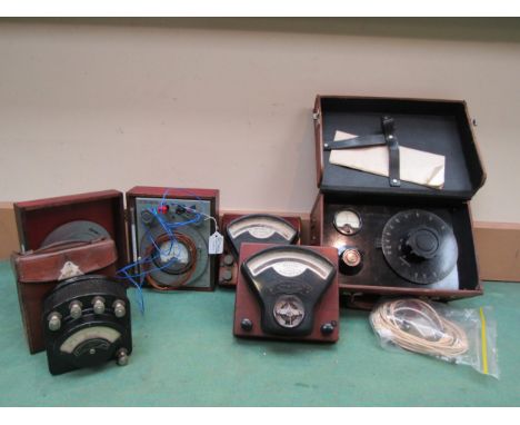 A collection of electrical instruments to include Weston A.C ammeter in leather case, Weston Direct Current ammeter, Weston's