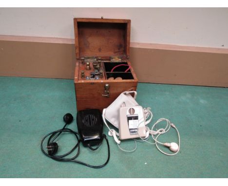 A late 19th/early 20th Century electro therapy machine together with two 1950's Medresco hearing aids 