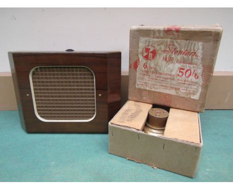A Stentorian "Bristol" 3 ohm loudpeaker in canted walnut veneered case together with a boxed Stentorian H.F. 610 speaker unit