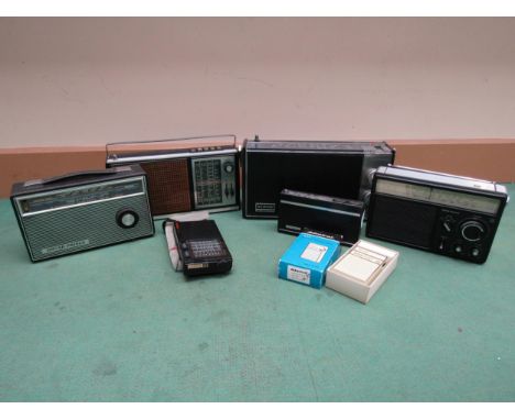 Seven 1970's portable transistor radios to include Goodmans SG789L, National Panasonic RF1105LBE, Marconiphone 4181, Oscar 'P