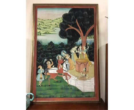 Large Indian print on silk framed