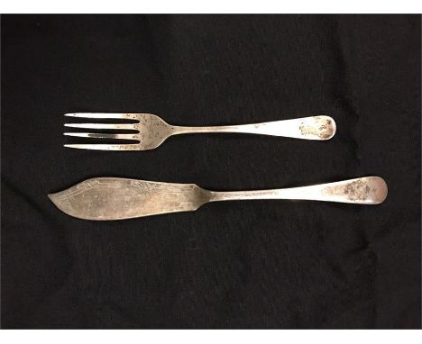A small silver knife and fork