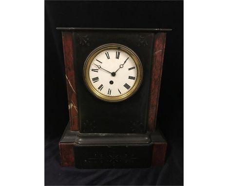 A slate and marble mantle clock