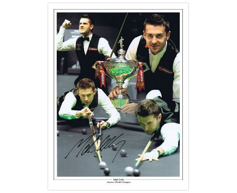 Autographed MARK SELBY 16 x 12 Montage Edition : Colorized, depicting a montage of images of iconic Snooker star - MARK SELBY