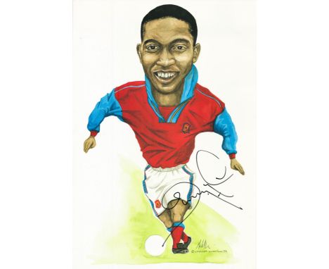 Football Dwight Yorke signed 16x12 inch mini poster portrait caricatures by the artist Mickey Finn. Good condition. All autog