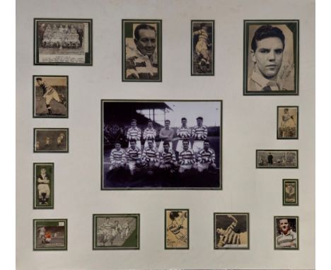 Celtic vintage multi signed montage mounted display with signatures from Mochan, Peacock, Fernie and many more. Good conditio