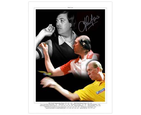 Autographed JOHN LOWE 16 x 12 Montage Edition : Colorized, depicting a montage of images of JOHN LOWE, an iconic Darts legend