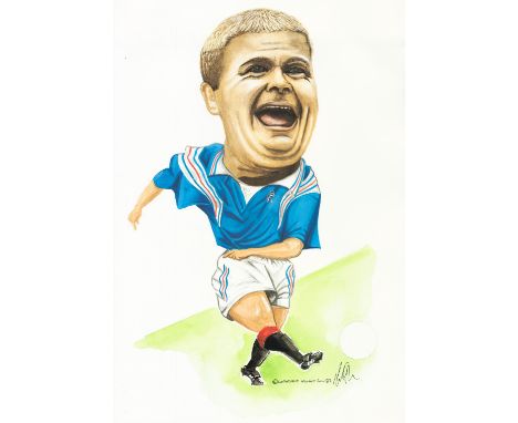 Football Paul Gascoigne unsigned 16x12 inch mini poster caricature by the artist Mickey Finn. Good condition. All autographs 