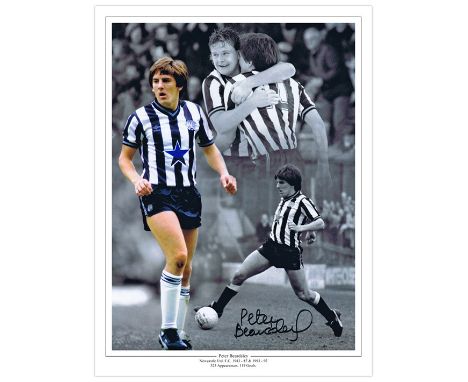 Autographed PETER BEARDSLEY 16 x 12 Montage Edition : Colorized, depicting a montage of images of former Newcastle United str