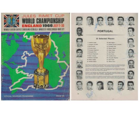 Portugal Legends multi signed 1966 World Championship Jule Rimet Cup commemorative vintage programme signatures include Torre
