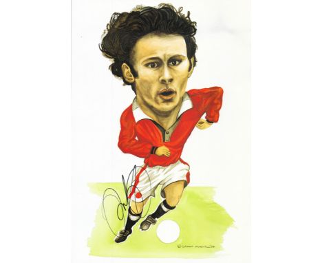 Football Ryan Giggs signed 16x12 inch mini poster portrait caricatures by the artist Mickey Finn. Good condition. All autogra