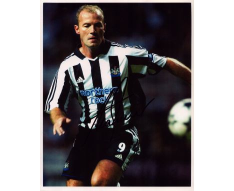 Alan Shearer signed 10x8 inch colour photo pictured in action for Newcastle United. Good condition. All autographs come with 