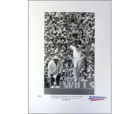 Michael Holding signed limited edition print with signing photo To the umpires Michael Holding was malevolent stealth personi