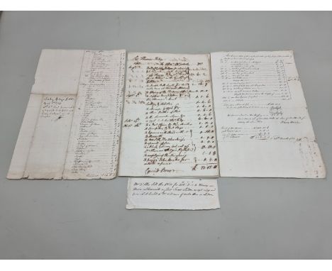 18TH CENTURY ACCOUNTS:&nbsp;4 sheets of manuscript accounts pertaining to Sir Thomas and Lady Ridge, April 1st 1763: includes