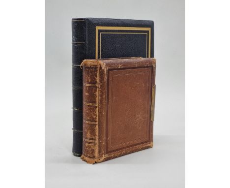 VICTORIAN PHOTOGRAPH ALBUM:&nbsp;19thc album of family portrait photographs, artistically arranged on card leaves with well-e