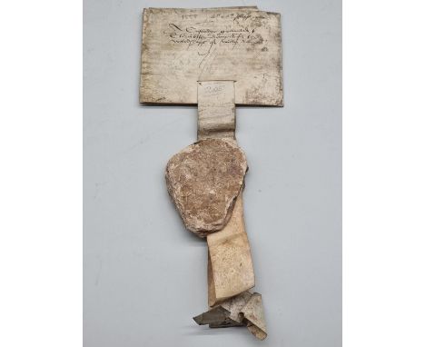PHILIP &amp; MARY DOCUMENT:&nbsp;Grant of Custody dated 1558, manuscript on vellum with Latin text, sheet size approx 34 x 19