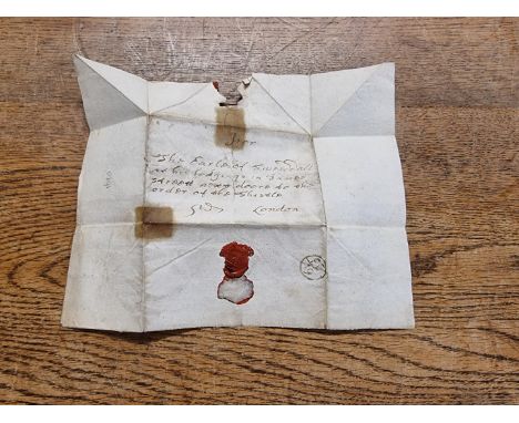 BISHOP MARK:&nbsp;early Bishop Mark to verso of integral envelope, addressed 'The Earl of Swooddall(?)' at his lodgings in Ja