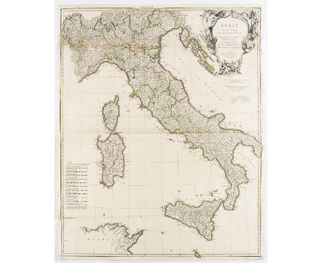 NO RESERVE Italy.- Nourse (John, publisher) Italy by Mr. D'Anville, large two-sheet map of Italy, engraved by R. W. Seale, wi