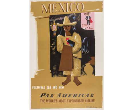NO RESERVE South America.- Kauffer (Edward Mcknight) Mexico. Pan American Airlines, lithograph printed in colours, backed on 