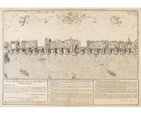 London.- Norden (John) The description of London-Bridge, copper engraving on wove paper, platemark 270 x 520 mm (10 ½ x 20 ½ 