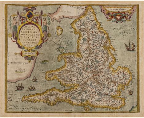 England and Wales.- Ortelius (Abraham) Angliae Regni Florentissimi Nova Descriptio, Auctore Humfredo Lhuyd Denbygiense, map o