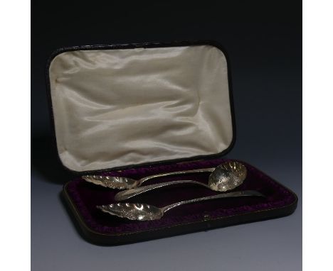 Two George III silver Old English pattern Table Spoons, one hallmarked London, 1803, the other 1806, with later berry decorat