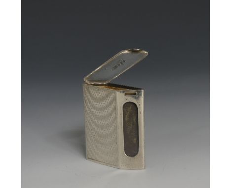 A George V silver Matchbox Cover / Vesta Case, by&nbsp;Percy Edwards Ltd., hallmarked London, 1920, of slanted rectangular fo