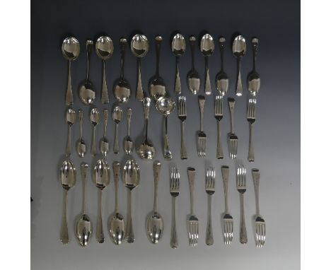 A George V silver Old English pattern part Flatware Service, by&nbsp;Josiah Williams &amp; Co., hallmarked London, 1912, comp