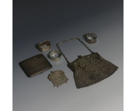 An early 20thC Continental silver mesh Evening Bag, with Chester import marks for 1916, together with a small silver mesh pur