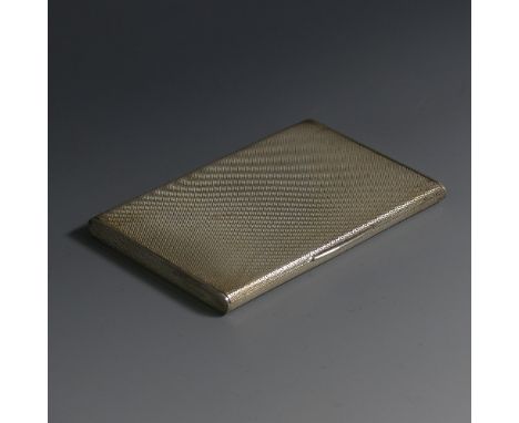 An Elizabeth II silver Cigarette Case, hallmarked London, 1961, of hinged rectangular form with engine turned decoration, wit