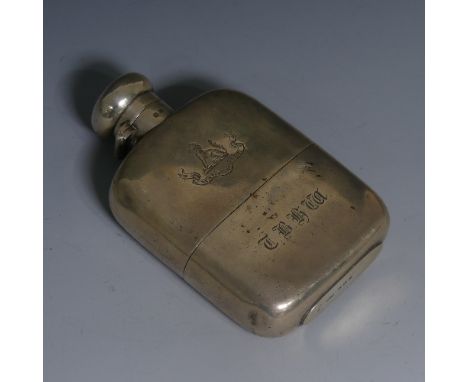 An Edwardian silver Hip Flask, by&nbsp;Horton &amp; Allday, hallmarked Birmingham, 1907, of traditional form with removable c