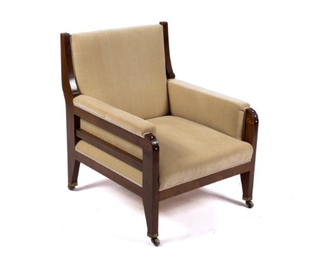 H.P. Berlage (1856-1934) for 't Binnenhuis,A mahogany easy chair, opus 38, ca. 1900-01, Netherlands,With inlay to the front o