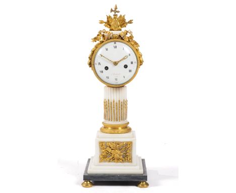 A Louis XVI ormolu and marble columnar mantel clock 'pendule borne',By Jean Ardiot (maître 1773), Paris, third quarter 18th c