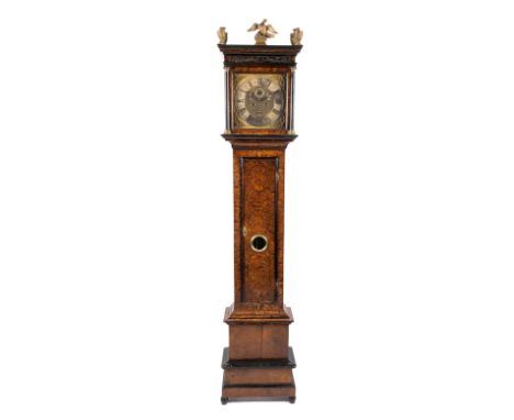 A Dutch burr-walnut and ebonised longcase clock,By Gerrit Bramer, Amsterdam, first quarter 18th century, with later additions
