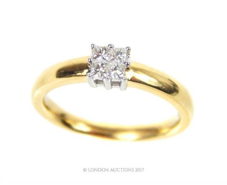 A diamond ring of 30 points with an 18ct yellow gold band; size L/M.